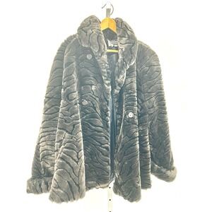 Vintage Anna Moda Faux Fur Coat Made In USA Plush Tiger, Striped Texture Size 14